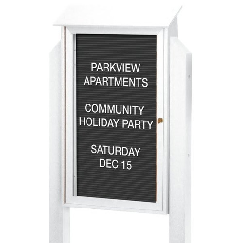 Enclosed Single Door Indoor Letter Board, White, 32 X 48"