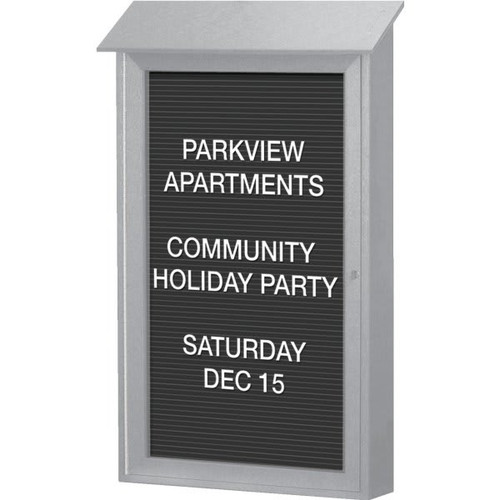 Enclosed Single Door Indoor Letter Board, Wall Mount, Light Gray, 26 X 42"
