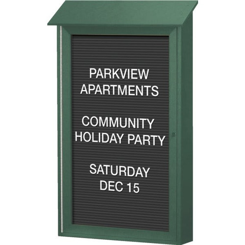 Enclosed Single Door Outdoor Letter Board, Wall Mount, Green, 26 X 42"