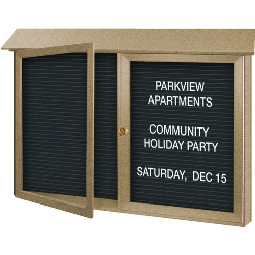 Enclosed Double Door Indoor Letter Board, Wall Mount, Sand, 45" X 3'