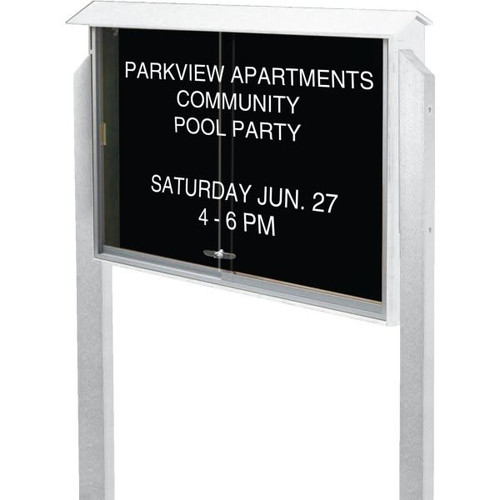 Enclosed Sliding Door Indoor Letter Board, White, 45" X 3'6"