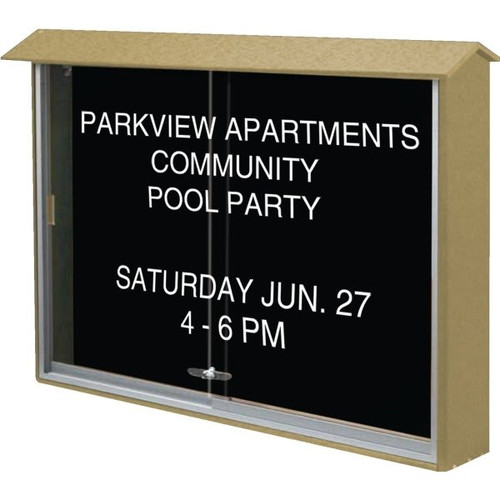 Enclosed Sliding Door Indoor Letter Board, Wall Mount, Sand, 45" X 3'6"