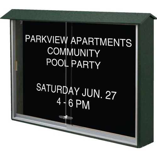 Enclosed Sliding Door Indoor Letter Board, Wall Mount, Woodland Green, 45" X 3'