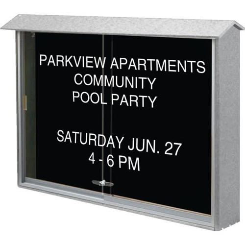 Enclosed Sliding Door Indoor Letter Board, Wall Mount, Light Gray, 45" X 3'6"