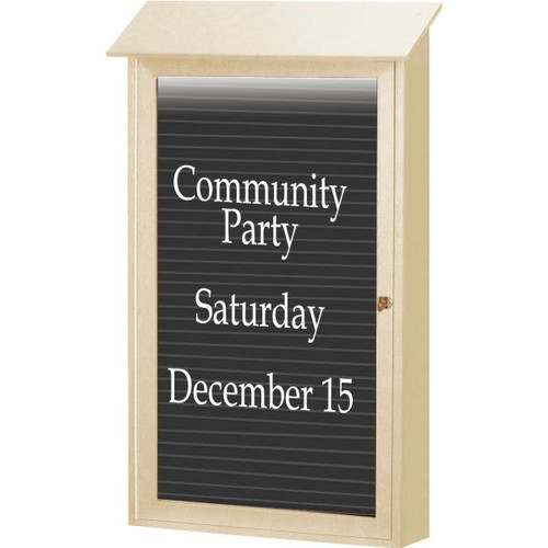 Enclosed Single Door Letter Board, Lighted Wall Mount, Sand, 26 X 42"