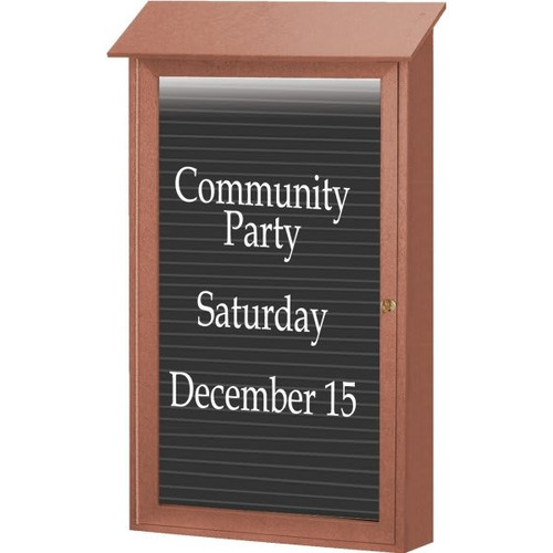 Enclosed Single Door Letter Board, Lighted Wall Mount, Cedar, 38 X 54"