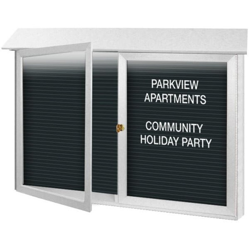 Enclosed Double Door Letter Board, Lighted Wall Mount, White, 45" X 3'6"
