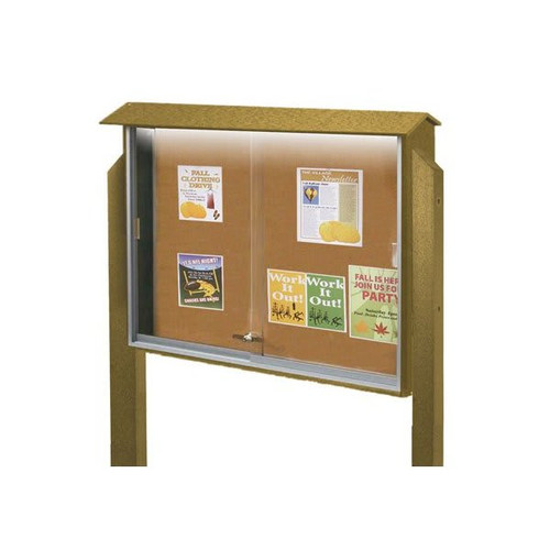 Enclosed Single Door Corkboard, Wall Mount, Cedar, 52 X 40"