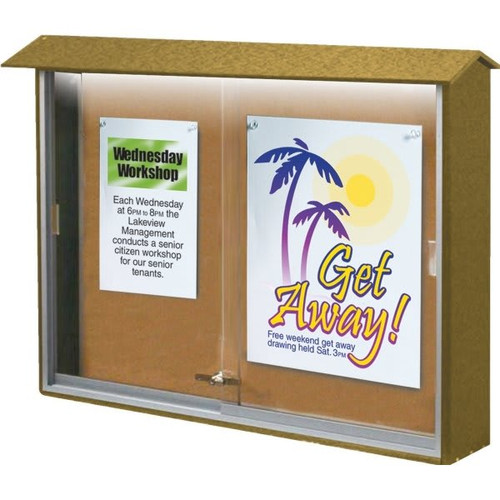 Enclosed Single Door Corkboard, Wall Mount, Cedar, 45" X 3'6"