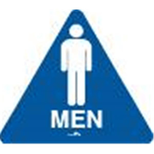 Braille "Men" Restroom Sign, California Complaint, Blue/White, Plastic