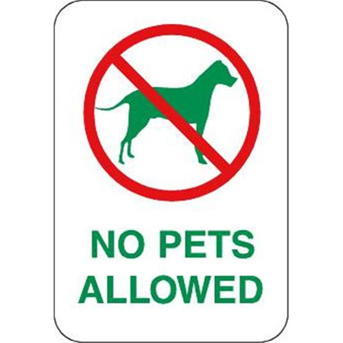 No Pets Allowed Sign, Non-Reflective, 12 X 18
