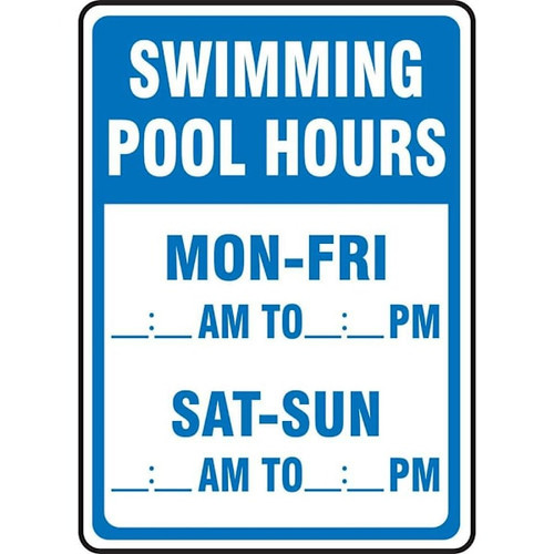 Accuform Safety Sign Swimming Pool Hours 10" X 7" Aluminum