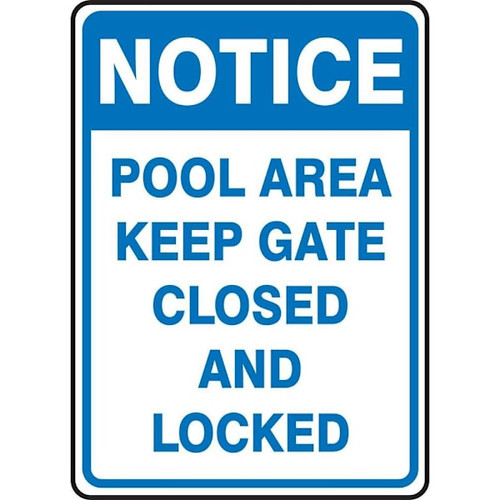 Accuform Notice Pool Area Keep Gate Closed And Locked 10" X 7" Sign Aluminum