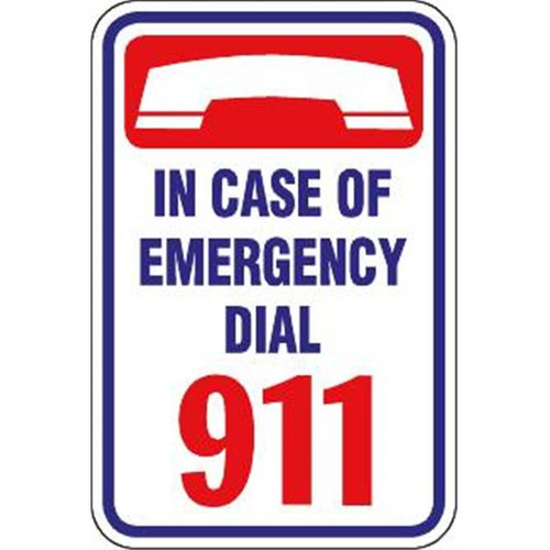 In Case Of Emergency Dial 911 Pool Safety Sign, Non-Reflective, 12 X 18