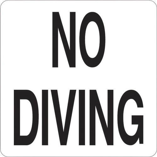 Generic 6 X 6 In Vinyl No Diving Pool Depth Marker Sign (White/Black)