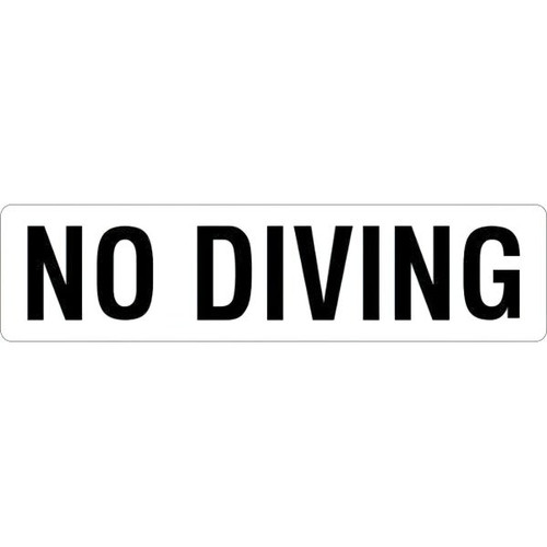 Generic 24 X 6 In Vinyl No Diving Pool Marker Sign (White/Black)