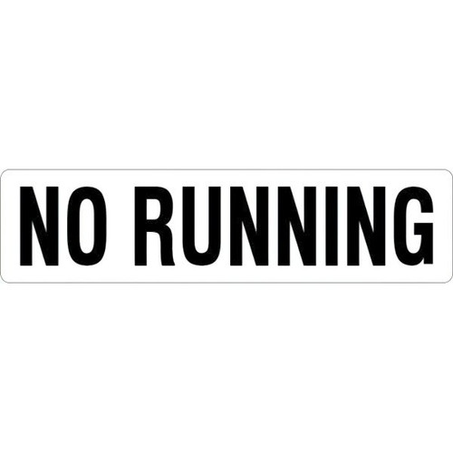 Generic 24 X 6 In Vinyl No Running Pool Marker Sign (White/Black)