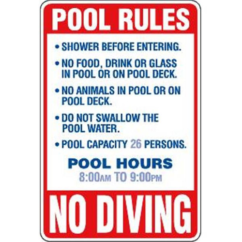 Sign 24x36" Pool Rules