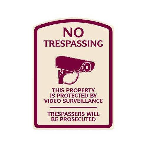 No Trespassing Designer Sign, Burgundy On Ivory, Non-Reflective, 16 X 22