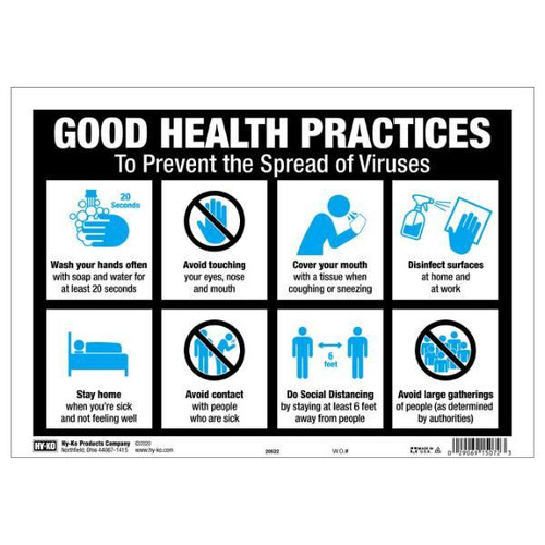 Hy-Ko Good Health Practices Plastic Sign, 12" X 8.5"