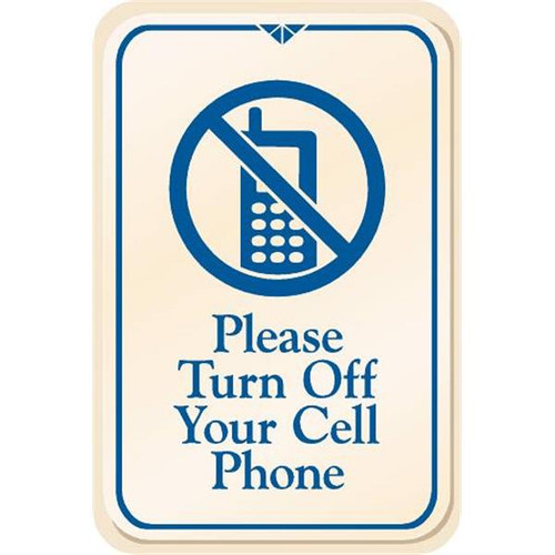 Please Turn Off Cell Interior Sign, Ivory, 6 X 9