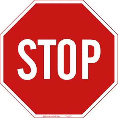 Brady "Stop" Sign 18" H X 18" W X 0.1" D Fiberglass White On Red