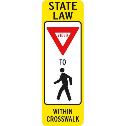State Law/Yield To Pedestrians Sign, High Intensity, 12 X 36
