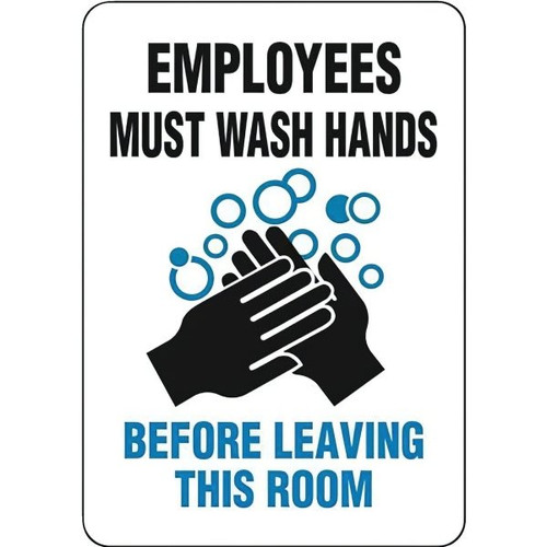 Emedco "Wash Hands Before Leaving Restroom" Plastic Sign, 10"H X 7"W