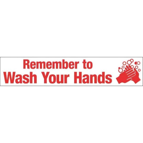 Emedco "Remember To Wash Your Hands" Self Adhesive Vinyl, Red, 4"H X 20"W