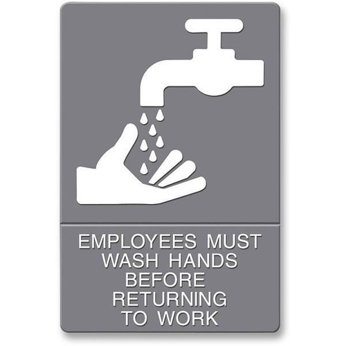Headline "Employees Must Wash Hands Before Returning To Work" Sign, 6" X 9"