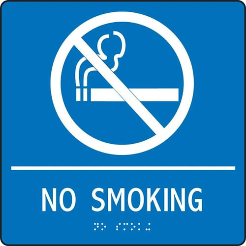 Accuform Braille Sign No Smoking 8" X 8" White/Blue Plastic
