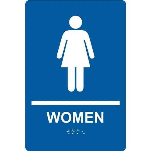 Accuform Braille Sign Women Graphic 9" X 6" White/Blue Plastic