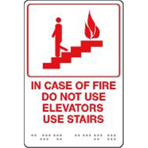Braille Sign "In Case Of Fire" 8 X 11", Plastic