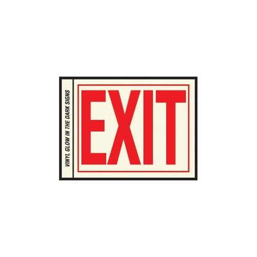 Hy-Ko "Exit" Phosphorescent Vinyl Sign, 6" Letters, 11-1/4 X 8", Package Of 10
