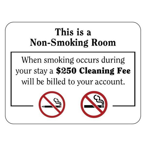 Hy-Ko No Smoking 250 Fee E-Cig Symbol Hospitality Sign, Package Of 50
