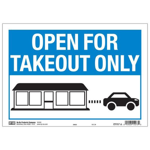 Hy-Ko "Takeout Only" Sign, 12" X 8.5", Package Of 10