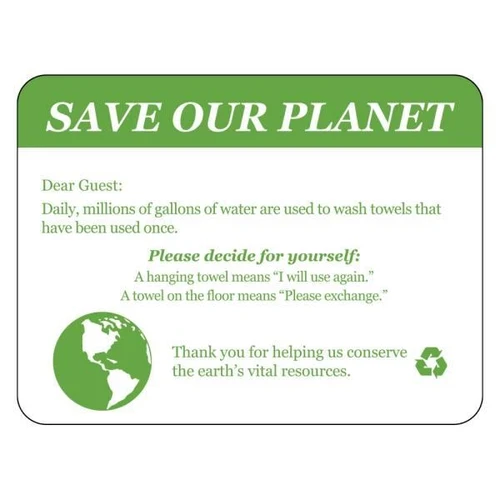 Hy-Ko Do Not Change Towels Easel Hospitality Sign, Package Of 50