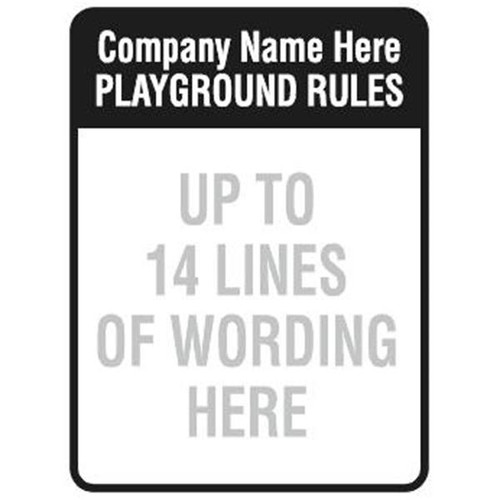 Semi-Custom Sign, Playground Rules... Reflective, 18 X 24"