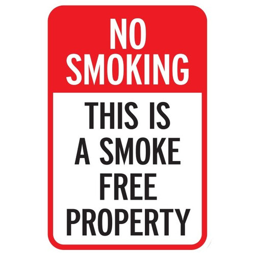 Smoke Free Property Sign, Non-Reflective, 12 X 18