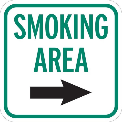 Smoking Area Sign With Right Arrow, Non-Reflective, 12 X 12