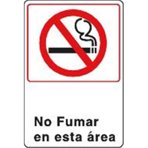 Spanish No Smoking In This Area Acrylic Architectural Sign, 6 X 9