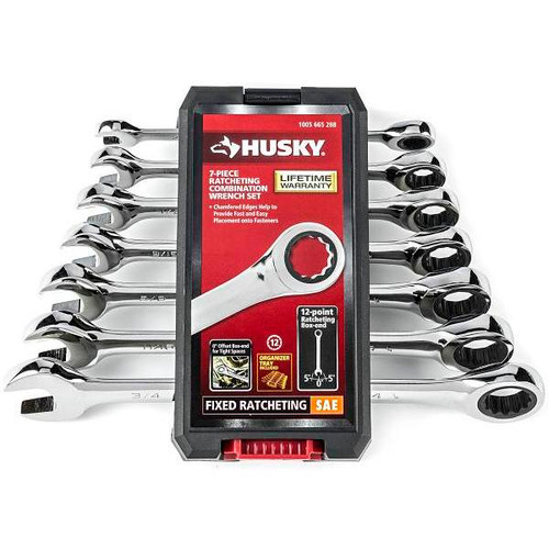 Husky Ratcheting Sae Combination Wrench Set 7-Piece