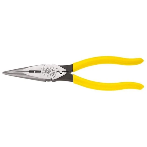 Klein Tools Heavy-Duty Long-Nose Side Cutting Crimping Plier 8"