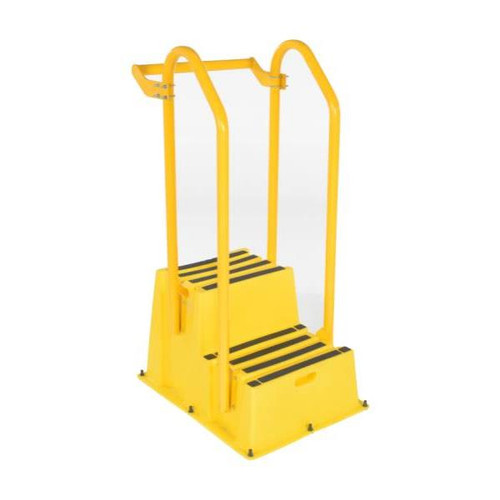 Vestil Step Poly Nestable 2 Step Yellow With Hand And Back Rails