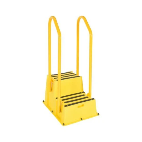 Vestil Step Poly Nestable 2 Step Yellow With Handrails