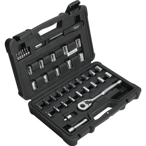 Stanley 40-Piece Socket Set, 1/4" And 3/8" Sae And Metric Drive Sockets