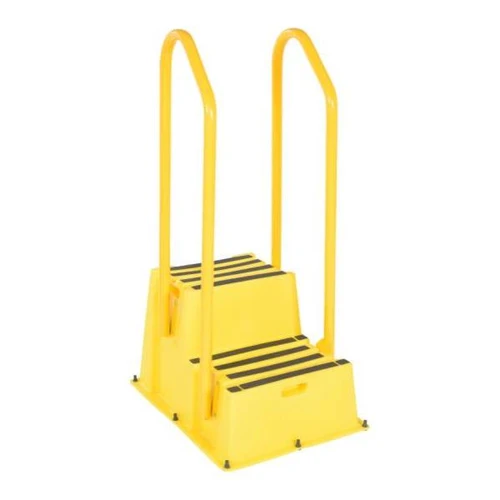 Vestil Step Poly Nestable 2 Step Yellow With Handrails Port