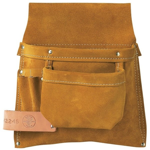 Klein Tools 4-Pocket Brown Right-Hand Nail And Tool Pouch