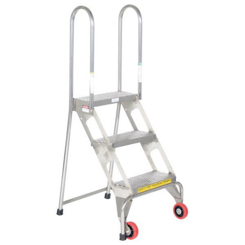 Vestil Folding 3-Step Ladder W/ Wheels (Ss)