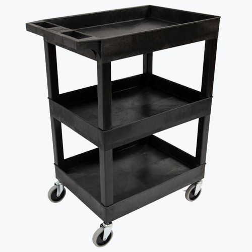 Luxor 24 X 18 Plastic Utility Tub Cart - Three Shelf-Black